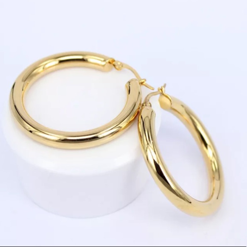 18K gold plated hoop earrings - Picture 1 of 2